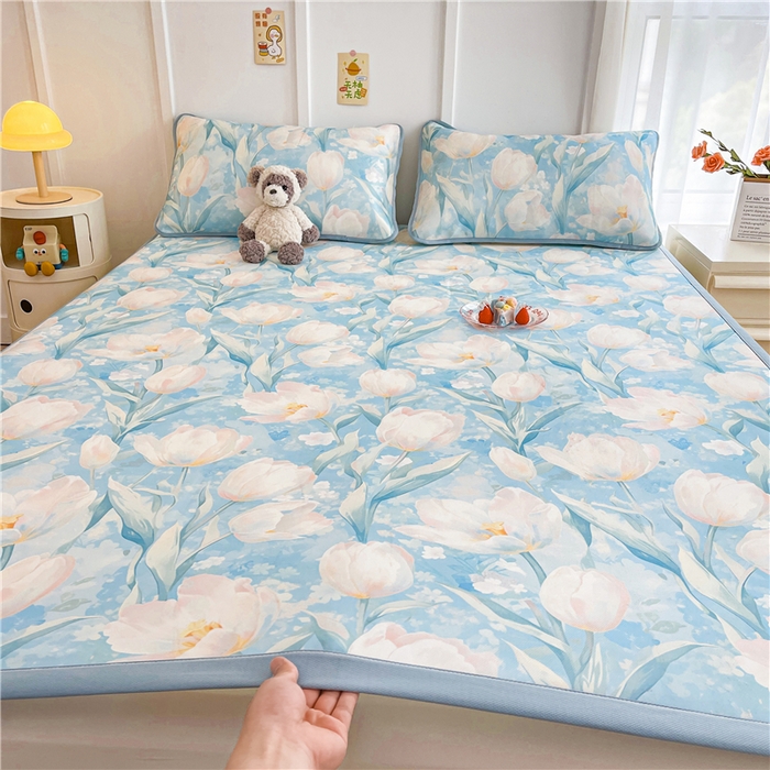 91家纺网 家纺一手货源 找家纺 喜居 2024新款A类凉感冰丝凉席 花季