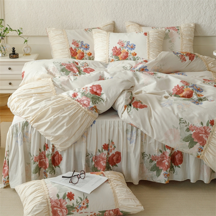 91家纺网 家纺一手货源 找家纺 婳庭家居 2024新款法式全棉四件套 幽香