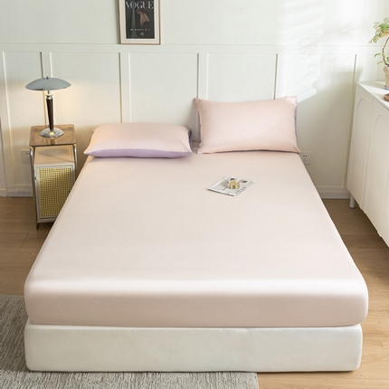 91家纺网 家纺一手货源 找家纺 佳汐蓝 2024新款AB版高支高密莱赛尔兰精天丝柔单床笠 实拍图 柔-元气白桃