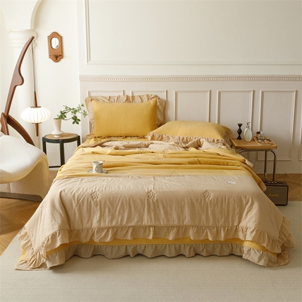 91家纺网 家纺一手货源 找家纺 （总）有货 2024新款单层纱床盖夏被四件套-如意梅花