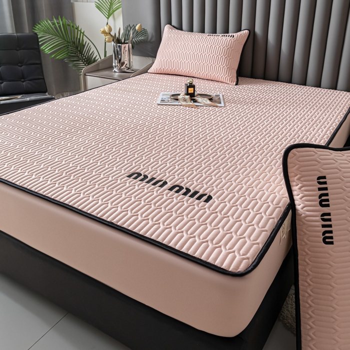 91家纺网 家纺一手货源 找家纺 鑫钰 2024新款mimi款原棉大豆床笠 minmin-香妃粉