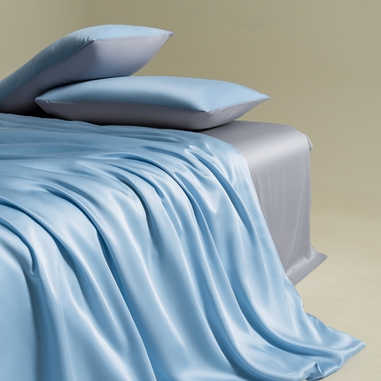 91家纺网 家纺一手货源 找家纺 猪先生 2024新款高支轻奢100%莱赛尔天丝单被套裸睡夏季被罩 双拼焦糖奶+气质灰