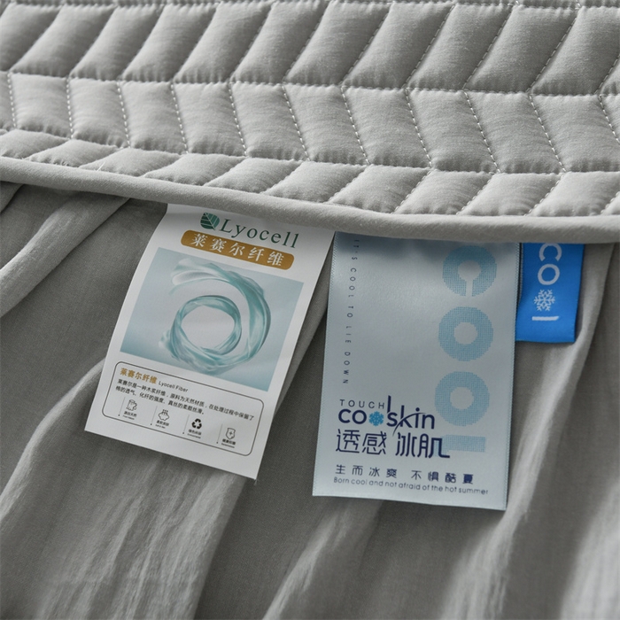 91家纺网 家纺一手货源 找家纺 鑫钰 2024新款10mm加厚天丝乳胶凉席床裙款 床裙款-淡雅灰
