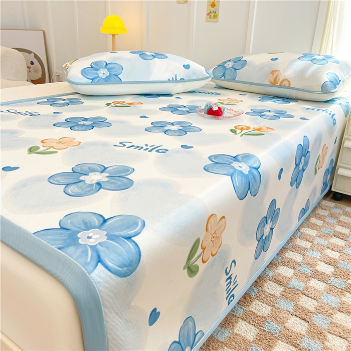 91家纺网 家纺一手货源 找家纺 喜居 2024新款A类凉感冰丝凉席 花海