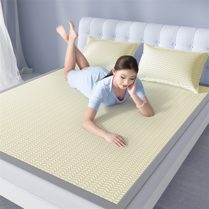 91家纺网 家纺一手货源 找家纺 鑫钰 2024新款冰格乳胶席 浅米黄