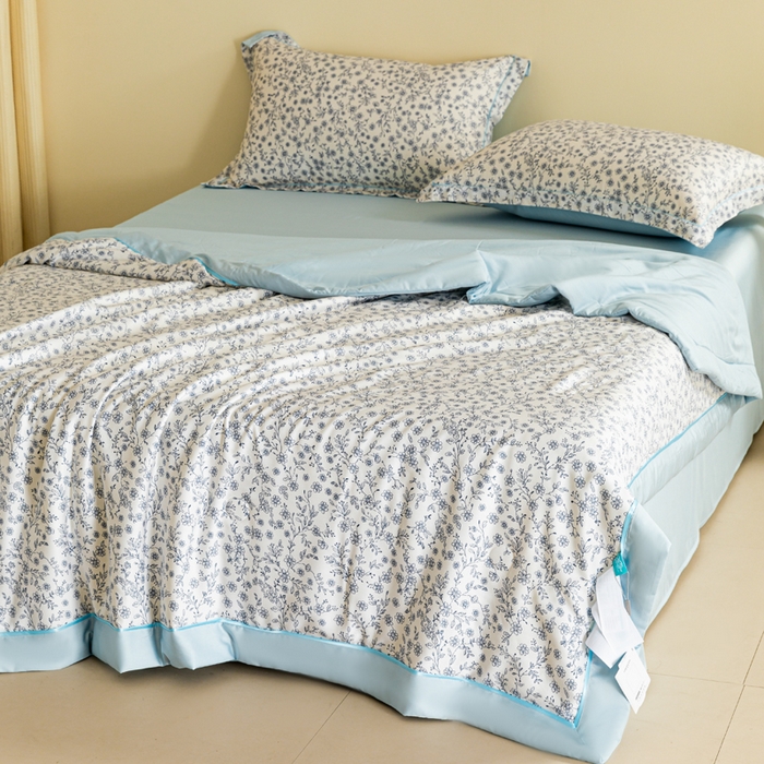 91家纺网 家纺一手货源 找家纺 2024新A类40S天丝莫代尔夏被四件套竹纤维凉感空调被卡通儿童夏凉被被子被芯花漾