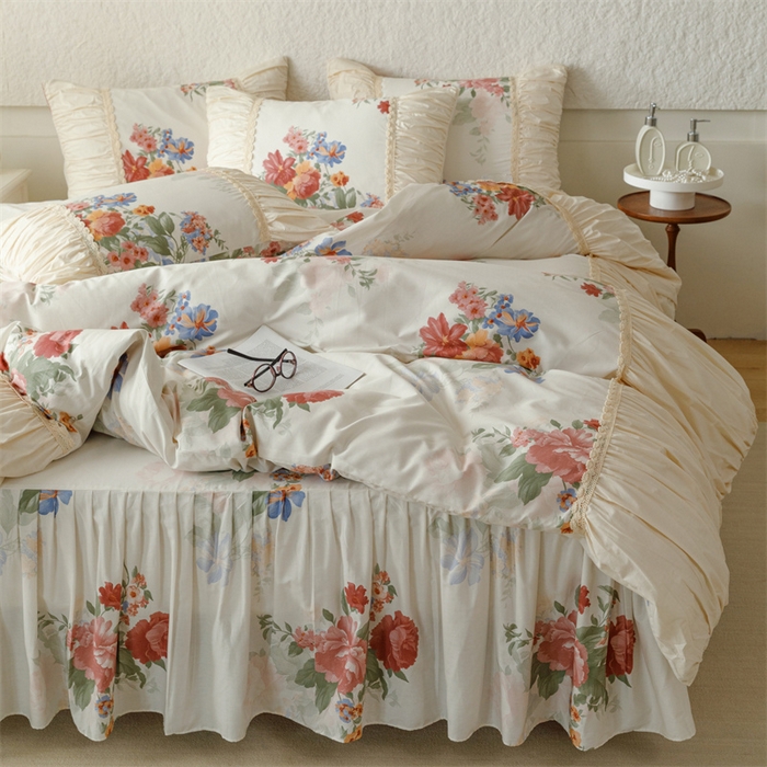 91家纺网 家纺一手货源 找家纺 婳庭家居 2024新款法式全棉四件套 幽香