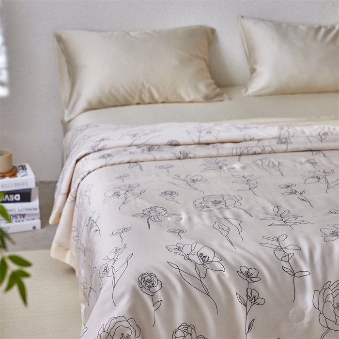 91家纺网 家纺一手货源 找家纺 安莱生活 2024新款莱赛尔天丝50支宽边工艺款单夏被被子被芯 天丝夏被-菲青