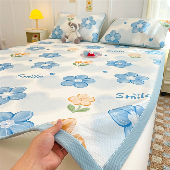 91家纺网 家纺一手货源 找家纺 喜居 2024新款A类凉感冰丝凉席 花海