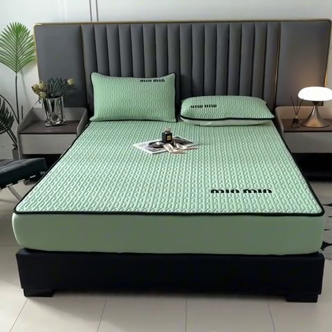 91家纺网 家纺一手货源 找家纺 鑫钰 2024新款mimi款原棉大豆床笠 minmin-仙草绿