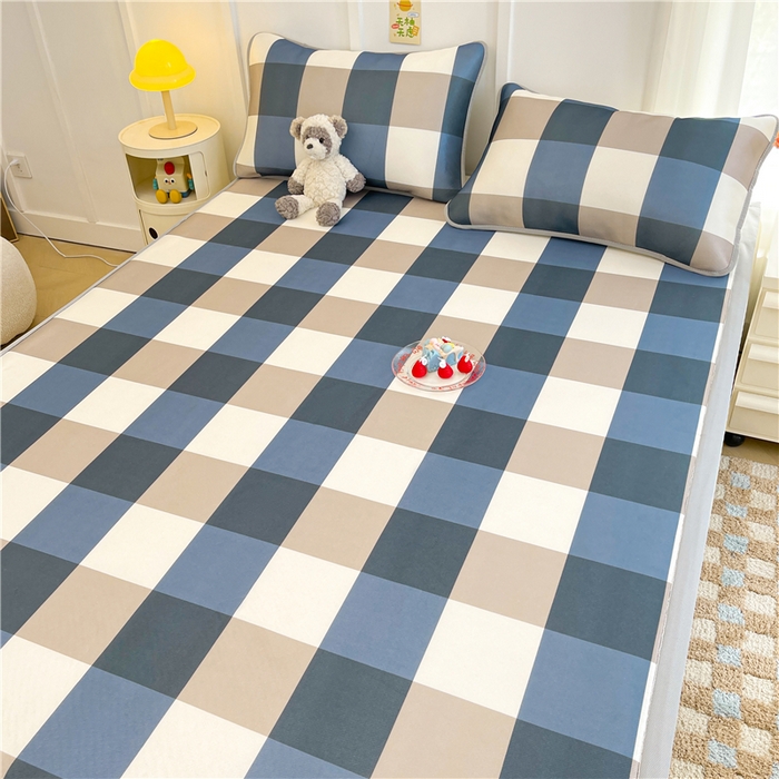 91家纺网 家纺一手货源 找家纺 喜居 2024新款A类凉感冰丝凉席 蓝大格