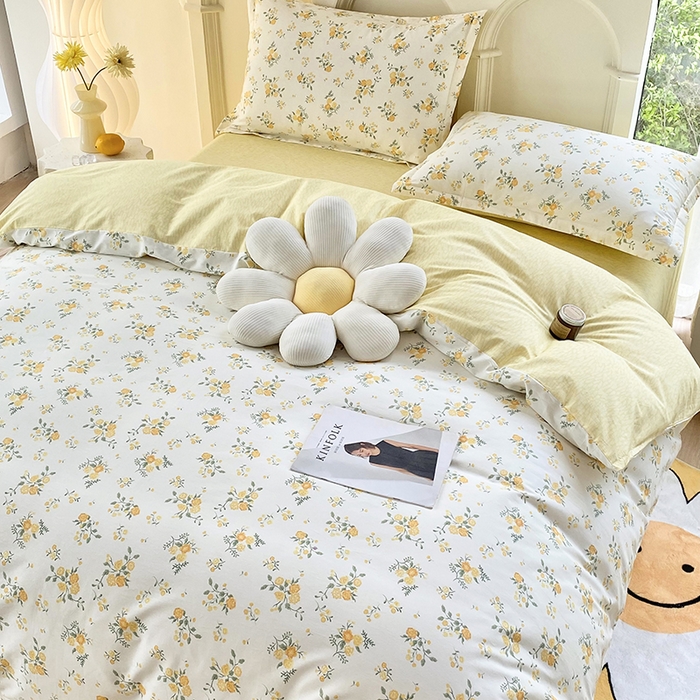 91家纺网 家纺一手货源 找家纺 珂博家纺 2024新款轻柔感全棉印花单品四件套系列-单床单单床笠 煦日阳光