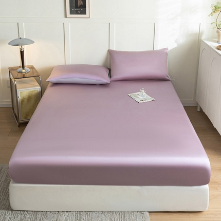 91家纺网 家纺一手货源 找家纺 佳汐蓝 2024新款AB版高支高密莱赛尔兰精天丝柔单床笠 实拍图 柔-千黛紫