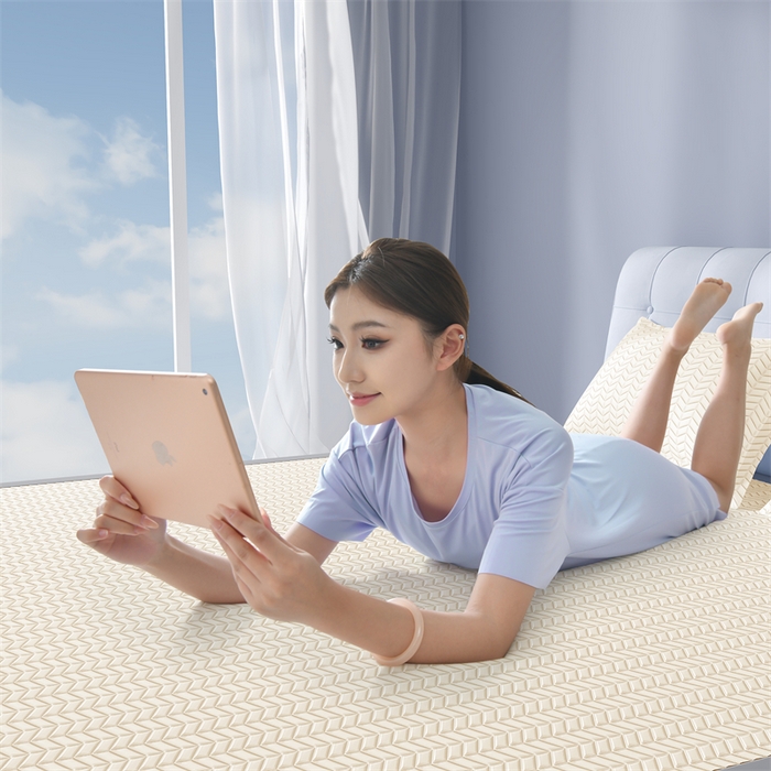 91家纺网 家纺一手货源 找家纺 鑫钰 2024新款冰格乳胶席 香槟驼