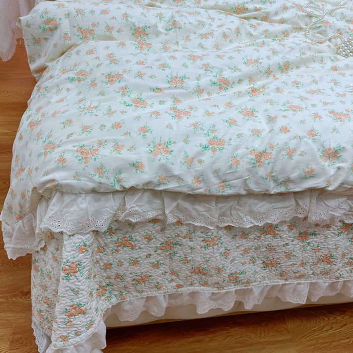 91家纺网 家纺一手货源 找家纺 暖居 2024新款砂洗棉花被套全棉床盖四件套绗缝夹棉纯棉床盖三件套 木兮