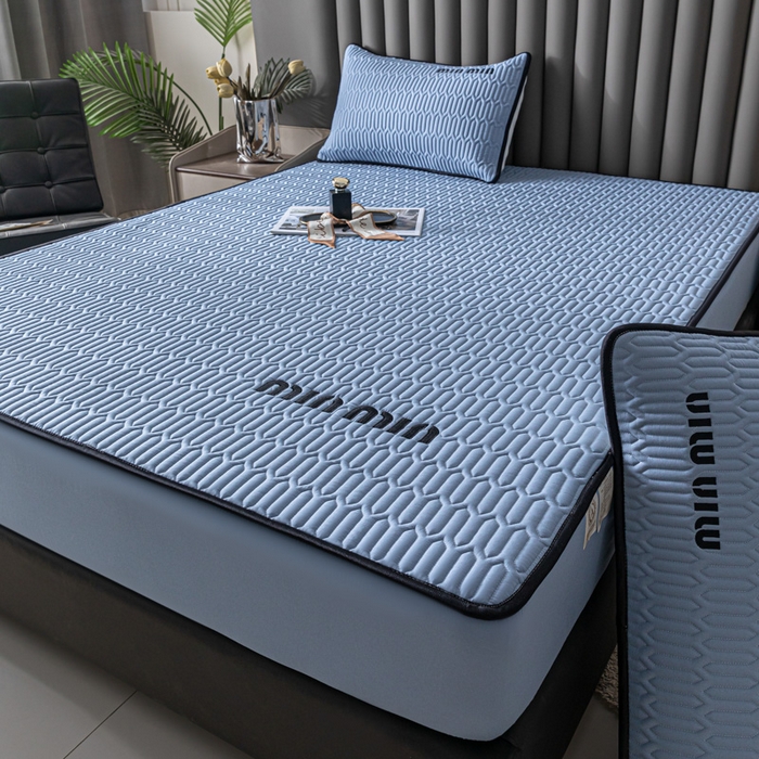 91家纺网 家纺一手货源 找家纺 鑫钰 2024新款mimi款原棉大豆床笠 minmin-宾利蓝