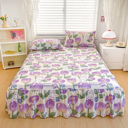 91家纺网 家纺一手货源 找家纺 （总）莎臣豹 2025新款植物羊绒单品单件单床裙可配床裙三件套