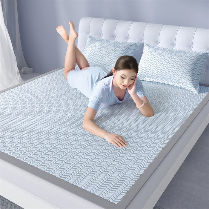 91家纺网 家纺一手货源 找家纺 鑫钰 2024新款冰格乳胶席 冰川蓝