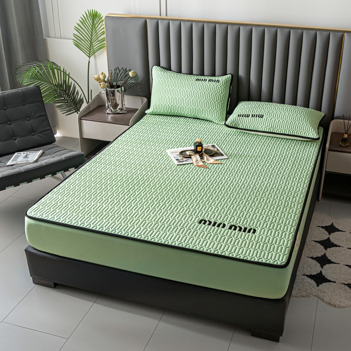 91家纺网 家纺一手货源 找家纺 鑫钰 2024新款mimi款原棉大豆床笠 minmin-仙草绿