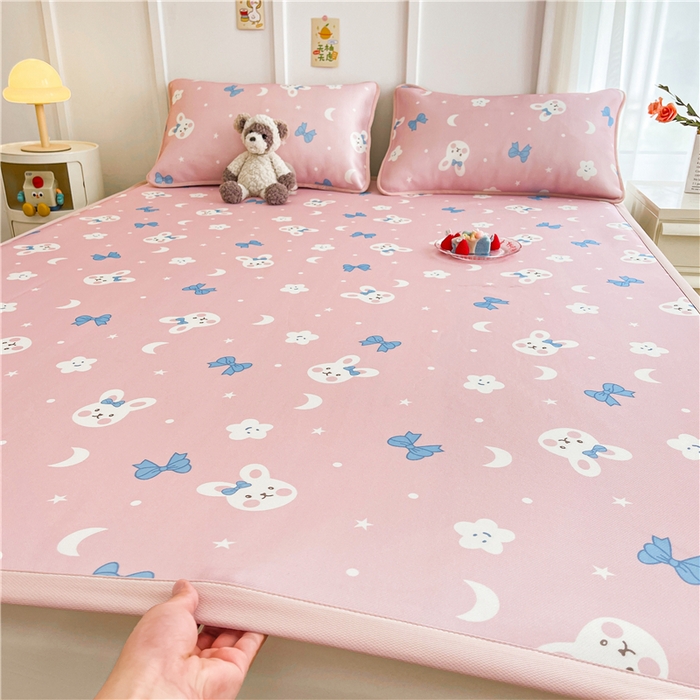 91家纺网 家纺一手货源 找家纺 喜居 2024新款A类凉感冰丝凉席 可爱兔