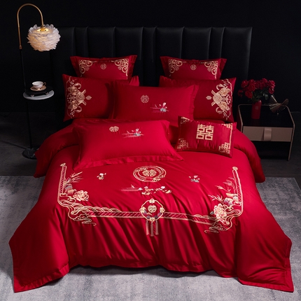 千禧家纺 2025新款全棉13372婚庆绣花系列 子孙满堂