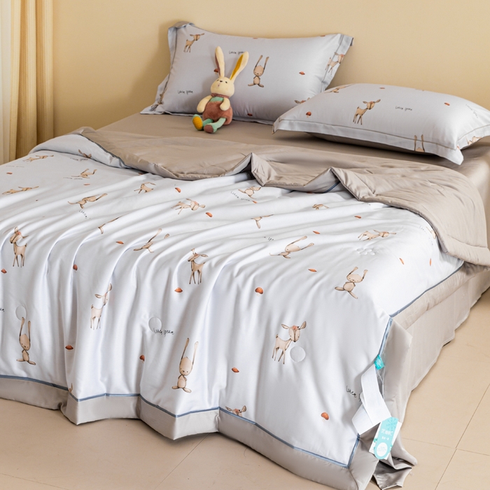 91家纺网 家纺一手货源 找家纺 2024新A类40S天丝莫代尔夏被四件套竹纤维凉感空调被卡通儿童夏凉被被子被芯吉祥鹿