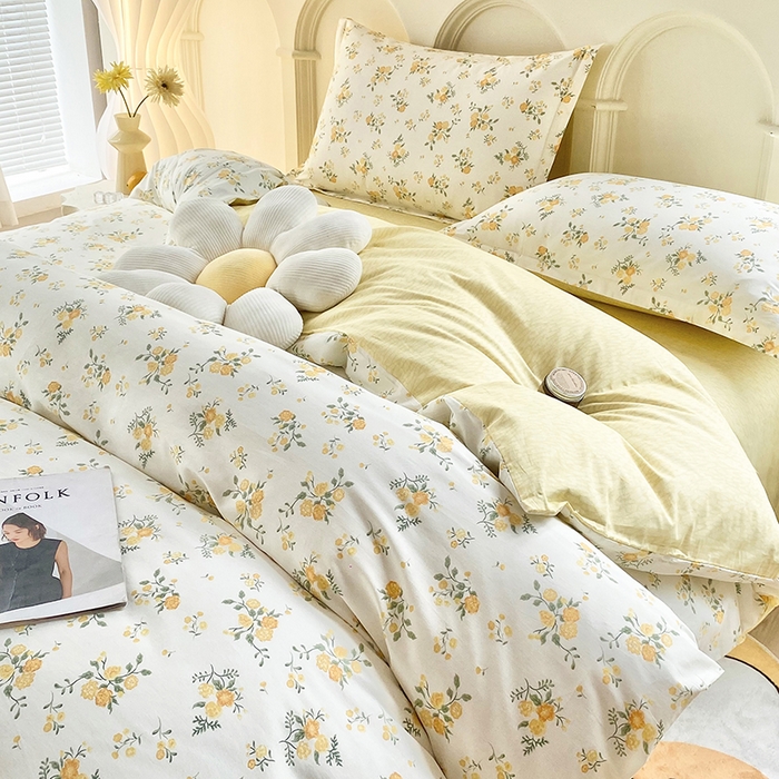 91家纺网 家纺一手货源 找家纺 珂博家纺 2024新款轻柔感全棉印花单品四件套系列-单床单单床笠 煦日阳光