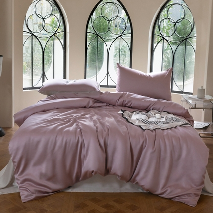 91家纺网 家纺一手货源 找家纺 佳汐蓝 2024新款AB版高支高密莱赛尔兰精天丝柔单被套 实拍图 柔-千黛紫+椰子灰