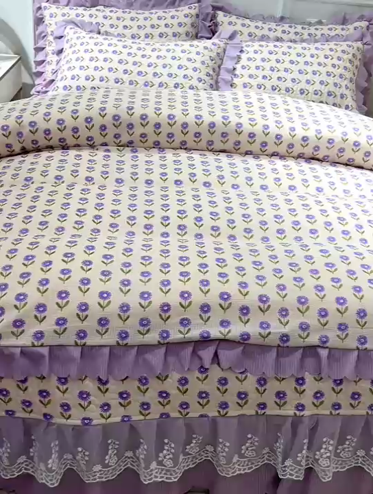 91家纺网 家纺一手货源 找家纺 梦柏家纺 2024新款亲肤泡泡棉夹棉床盖夏被四件套 小雏菊