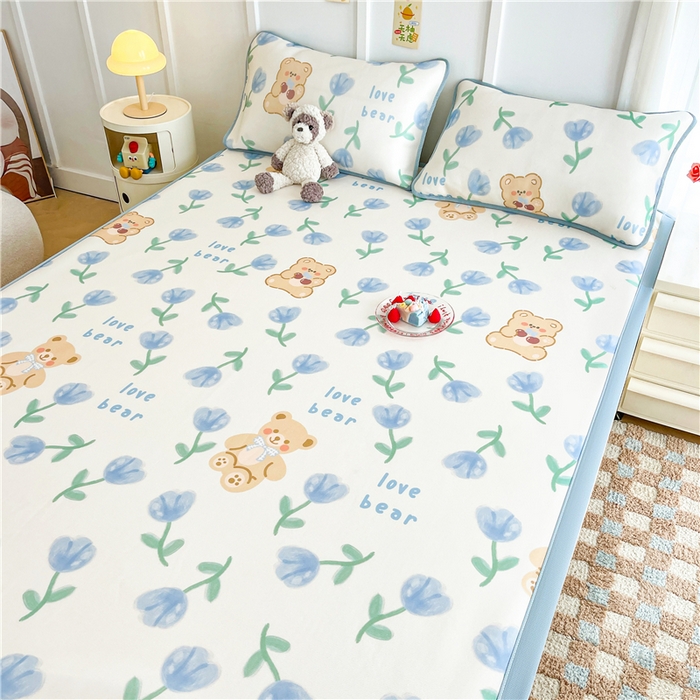 91家纺网 家纺一手货源 找家纺 喜居 2024新款A类凉感冰丝凉席 花丛熊