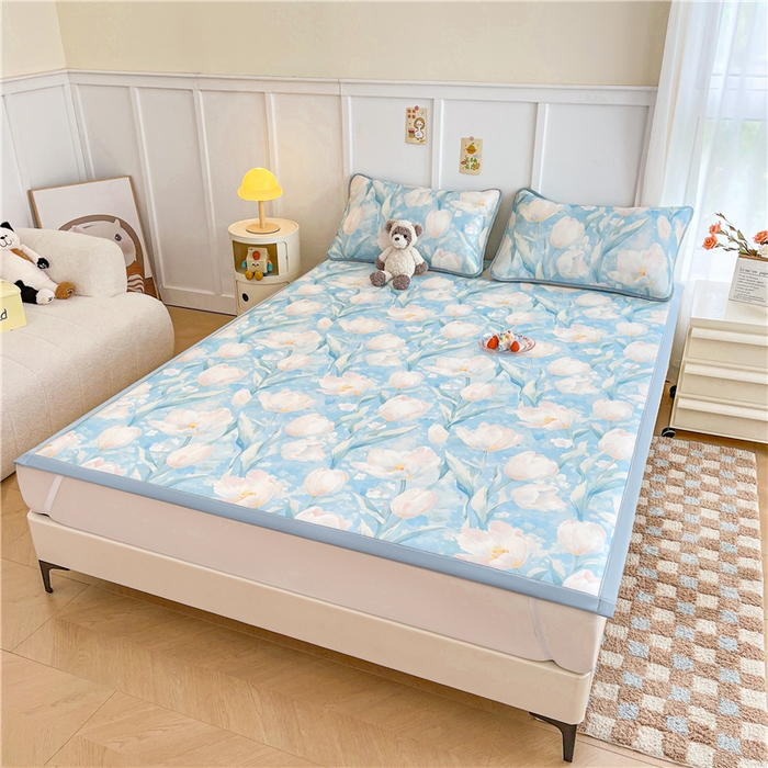 91家纺网 家纺一手货源 找家纺 喜居 2024新款A类凉感冰丝凉席 花季