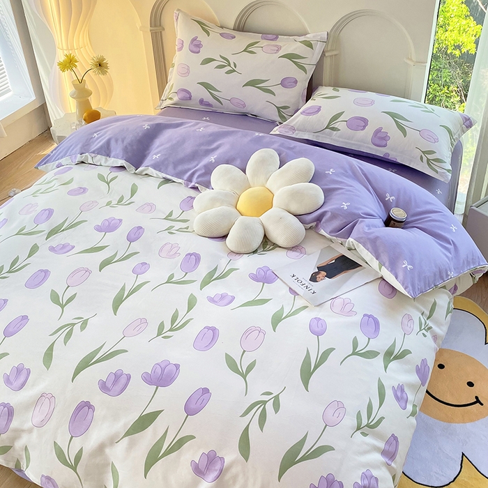 91家纺网 家纺一手货源 找家纺 珂博家纺 2024新款轻柔感全棉印花单全棉被套 郁金花海