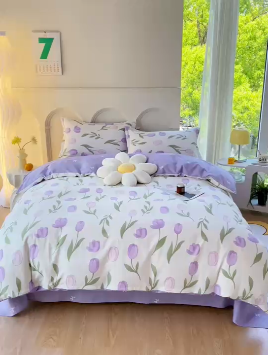 91家纺网 家纺一手货源 找家纺 珂博家纺 2024新款轻柔感全棉印花单全棉被套 郁金花海