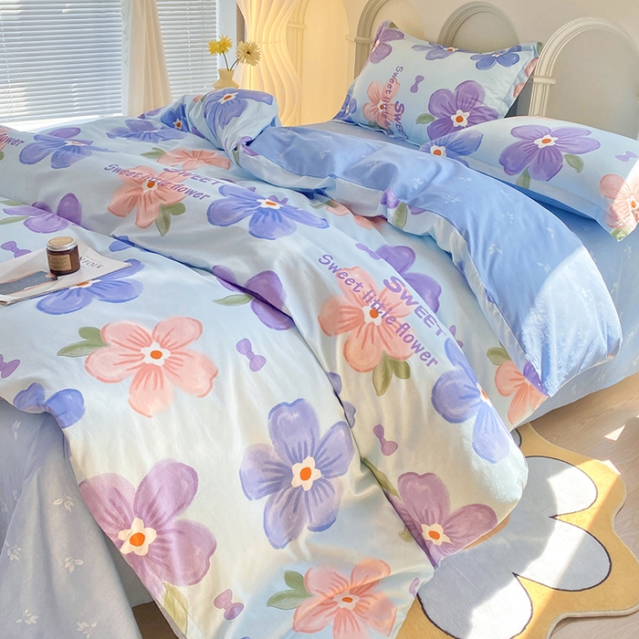 91家纺网 家纺一手货源 找家纺 珂博家纺 2024新款轻柔感全棉印花纯棉四件套 花间蜜语