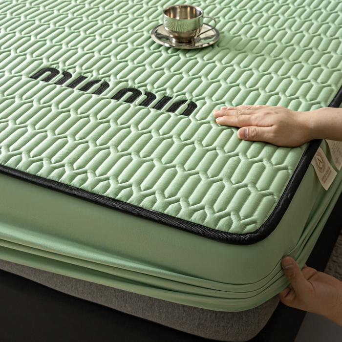 91家纺网 家纺一手货源 找家纺 鑫钰 2024新款mimi款原棉大豆床笠 minmin-仙草绿