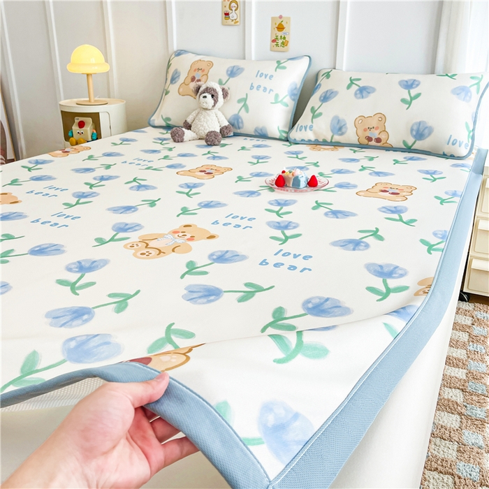 91家纺网 家纺一手货源 找家纺 喜居 2024新款A类凉感冰丝凉席 花丛熊