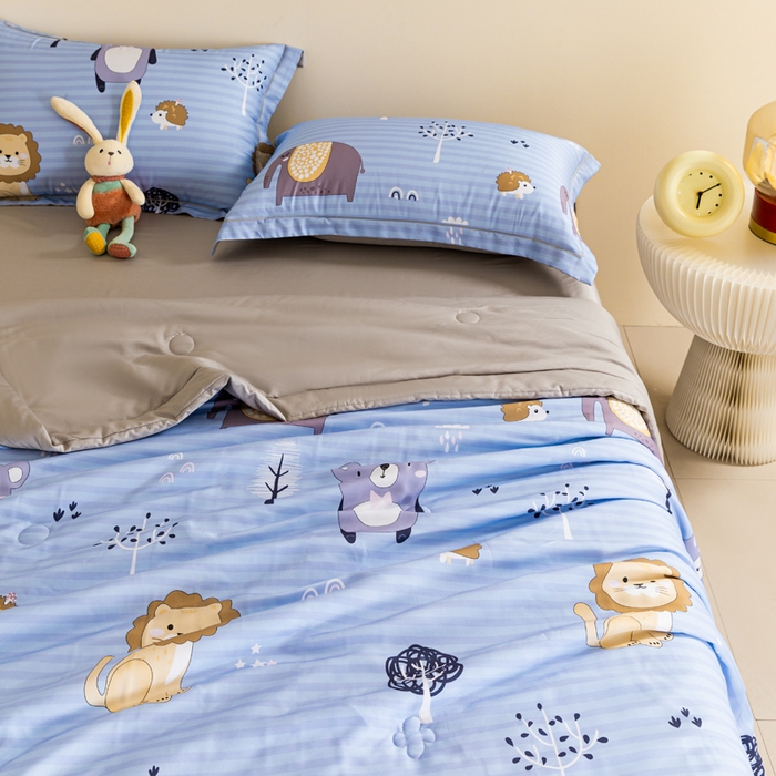 91家纺网 家纺一手货源 找家纺 2024新A类40S天丝莫代尔夏被四件套竹纤维凉感空调被卡通儿童夏凉被被子被芯森林精灵