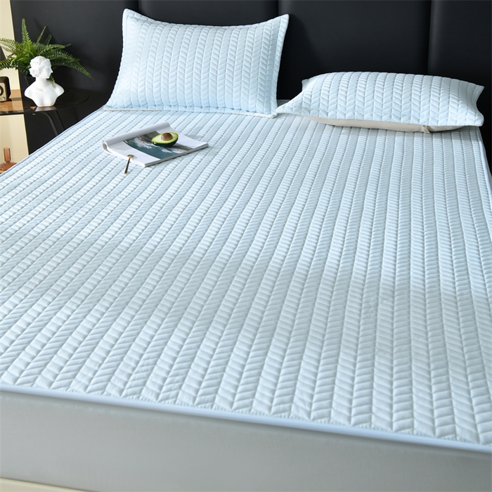 91家纺网 家纺一手货源 找家纺 鑫钰 2024新款10mm加厚天丝乳胶凉席床笠款 天空蓝