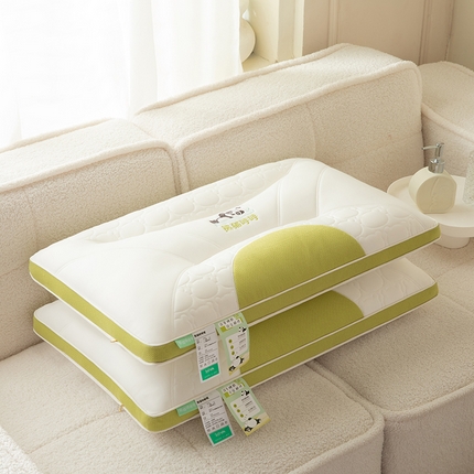 梦叶草 2024新款乳胶凉感丝熊猫呼呼枕芯护颈枕头 熊猫呼呼-嫩绿