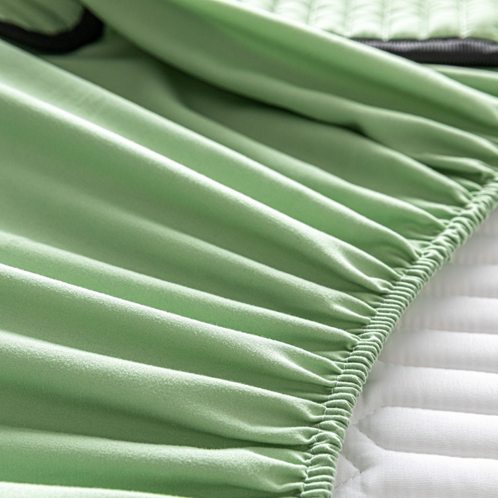 91家纺网 家纺一手货源 找家纺 鑫钰 2024新款mimi款原棉大豆床笠 minmin-仙草绿