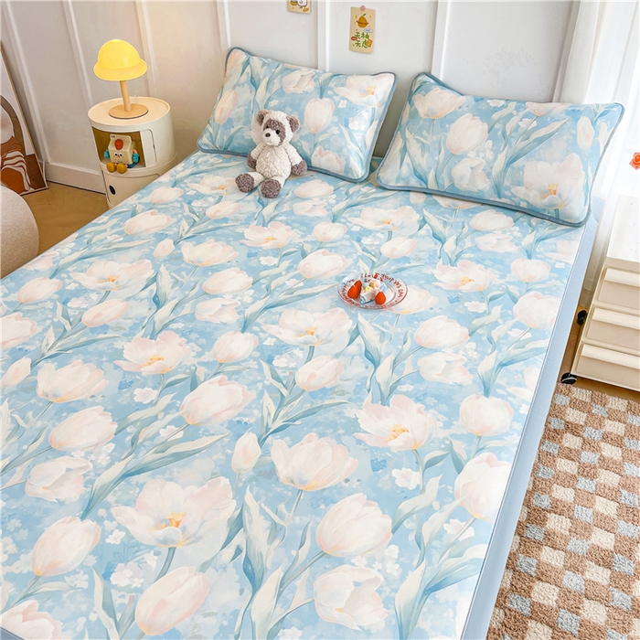 91家纺网 家纺一手货源 找家纺 喜居 2024新款A类凉感冰丝凉席 花季