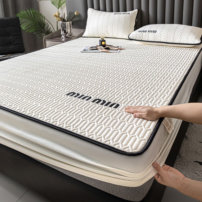 91家纺网 家纺一手货源 找家纺 鑫钰 2024新款mimi款原棉大豆床笠 minmin-玉石白