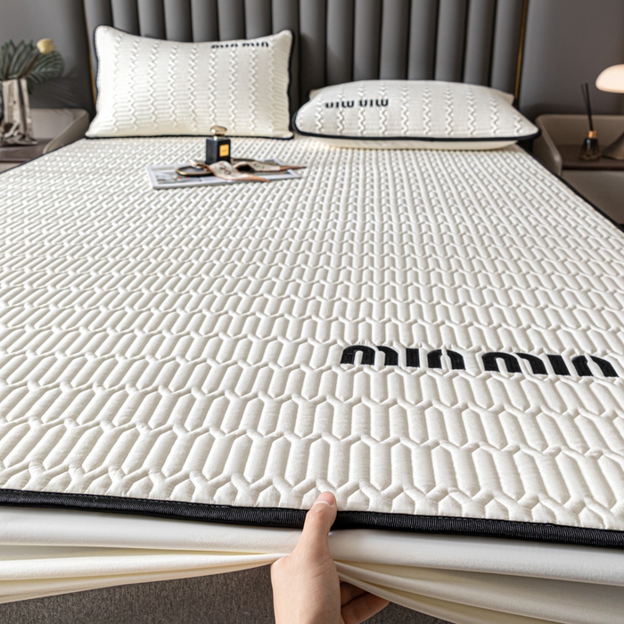 91家纺网 家纺一手货源 找家纺 鑫钰 2024新款mimi款原棉大豆床笠 minmin-玉石白