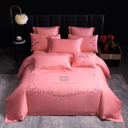 千禧家纺 2025新款全棉13372婚庆绣花系列 恋恋星辰