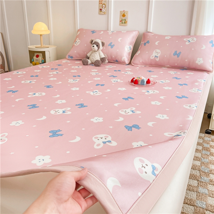 91家纺网 家纺一手货源 找家纺 喜居 2024新款A类凉感冰丝凉席 可爱兔