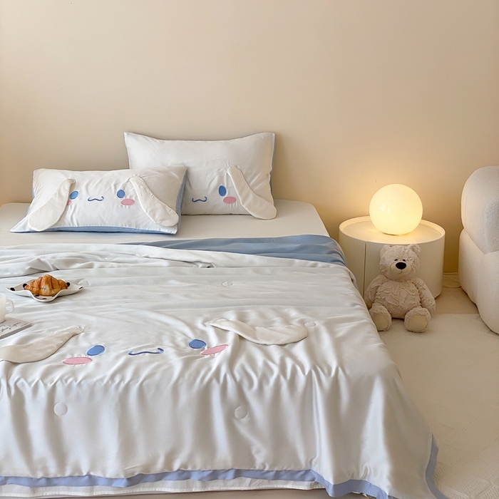 91家纺网 家纺一手货源 找家纺 黛舒家居 2024新款兰精天丝三丽鸥夏被被子被芯 玉桂狗