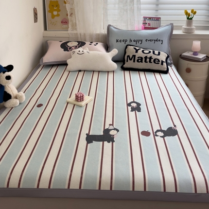 91家纺网 家纺一手货源 找家纺 山茶 2024新款凉感舒适亲肤冰丝藤席 冰藤席-苹果旺旺