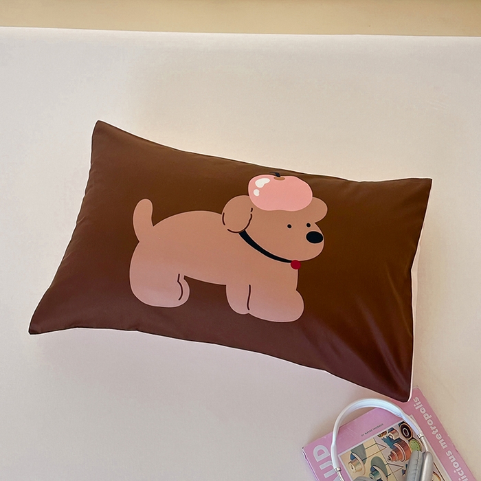 91家纺网 家纺一手货源 找家纺 昔可 2024新款大版数码印花单枕套 苹果狗狗