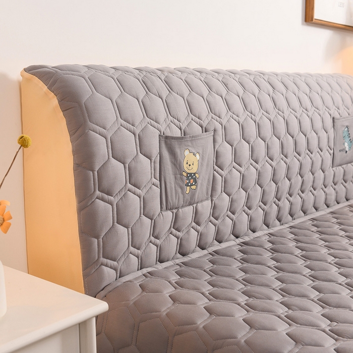 91家纺网 家纺一手货源 找家纺 恋绒家纺 2025新款全棉夹棉床头罩 星空灰