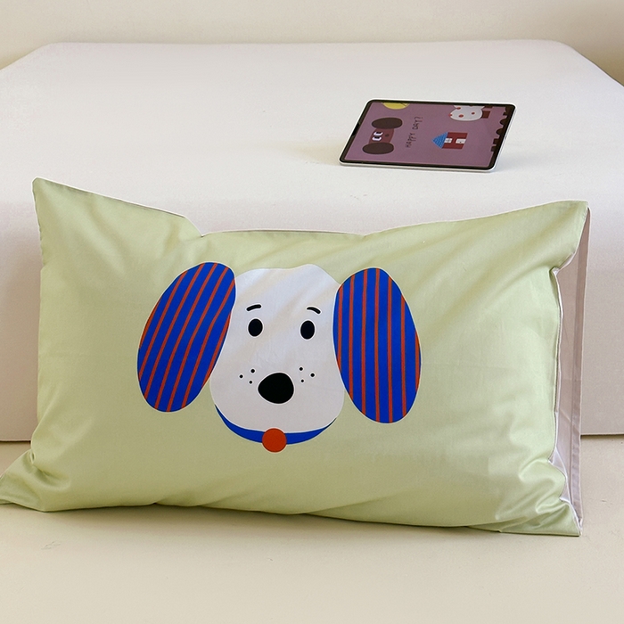 91家纺网 家纺一手货源 找家纺 昔可 2024新款大版数码印花单枕套 铃铛小狗